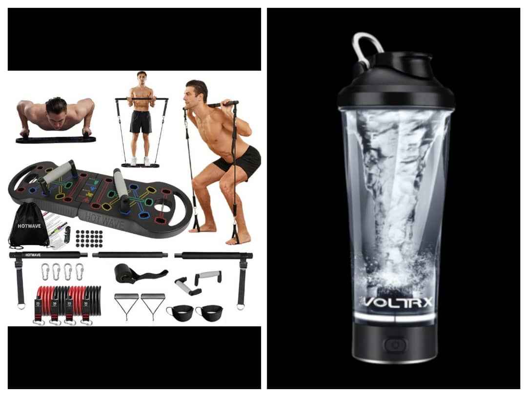 Portable All-in-One Pilates Home Gym & Portable Electric Mixer Bottle Bundle Deal